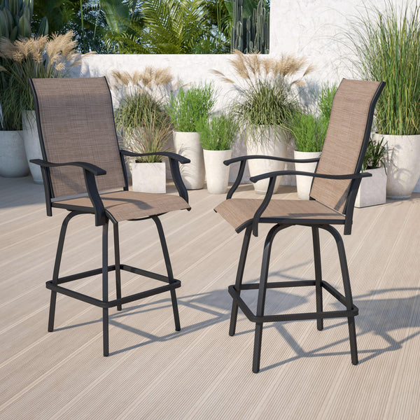 Brown |#| Outdoor Stool - 30 inch Patio Bar Stool / Garden Chair, Brown (Set of 2)