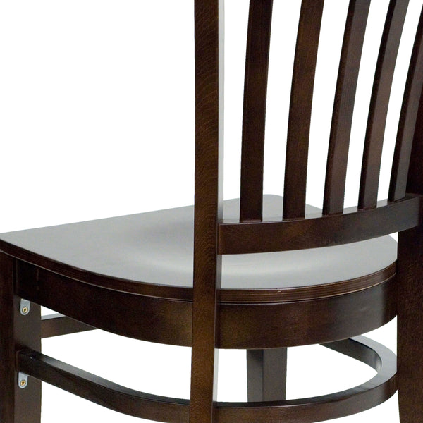 Walnut Wood Seat/Walnut Wood Frame |#| Vertical Slat Back Walnut Wood Restaurant Chair - Hospitality Seating