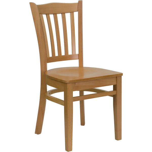 Natural Wood Seat/Natural Wood Frame |#| Vertical Slat Back Natural Wood Restaurant Chair - Hospitality Seating