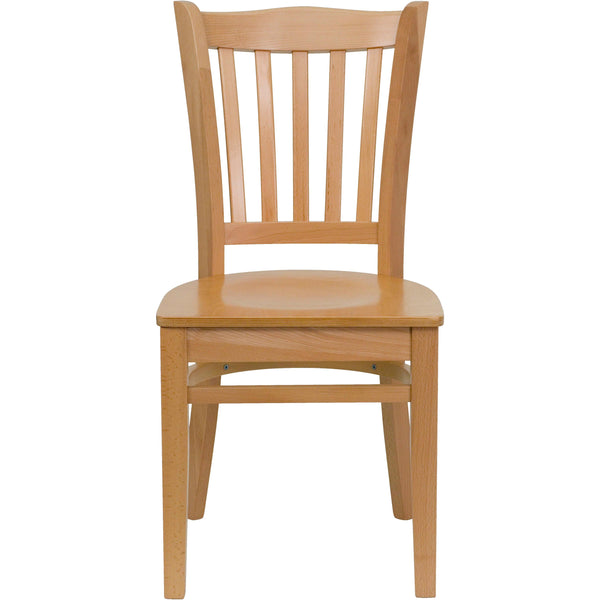 Natural Wood Seat/Natural Wood Frame |#| Vertical Slat Back Natural Wood Restaurant Chair - Hospitality Seating