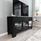 Black |#| 59" Engineered Wood Buffet Sideboard Storage Cabinet w/ 3 Drawers, Doors in Blk