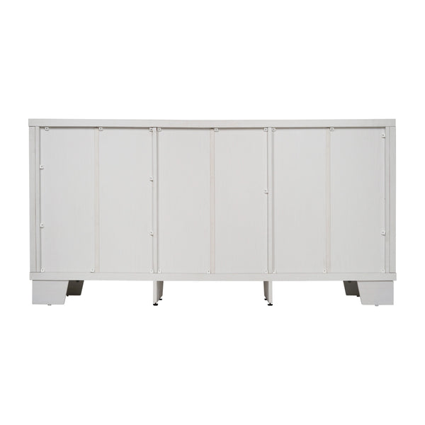 White |#| 59" Engineered Wood Buffet Sideboard Storage Cabinet w/ 3 Drawers, Doors in Wht