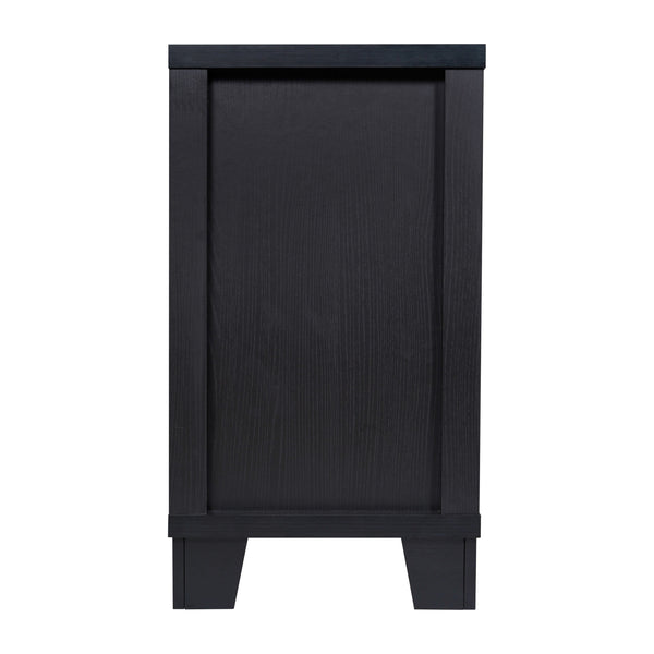 Black |#| 59" Engineered Wood Buffet Sideboard Storage Cabinet w/ 3 Drawers, Doors in Blk