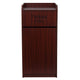 Mahogany |#| Wood Tray Top Receptacle in Mahogany - Commercial Grade Push Door Trash Can