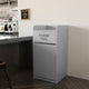 Gray |#| Wood Tray Top Receptacle in Gray - Commercial Grade Push Door Trash Can