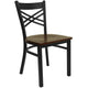 Mahogany Wood Seat/Black Metal Frame |#| Black inchXinch Back Metal Restaurant Chair - Mahogany Wood Seat