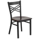 Walnut Wood Seat/Black Metal Frame |#| Black inchXinch Back Metal Restaurant Chair - Walnut Wood Seat