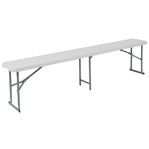 10.25inchW x 71inchL Bi-Fold Granite White Plastic Bench with Carrying Handle