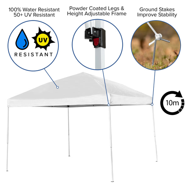 White |#| 10'x10' White Weather Resistant Easy Up Event Straight Leg Instant Canopy Tent