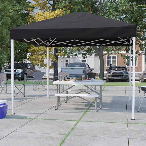 Black |#| 10'x10' Black Weather Resistant Easy Up Event Straight Leg Instant Canopy Tent