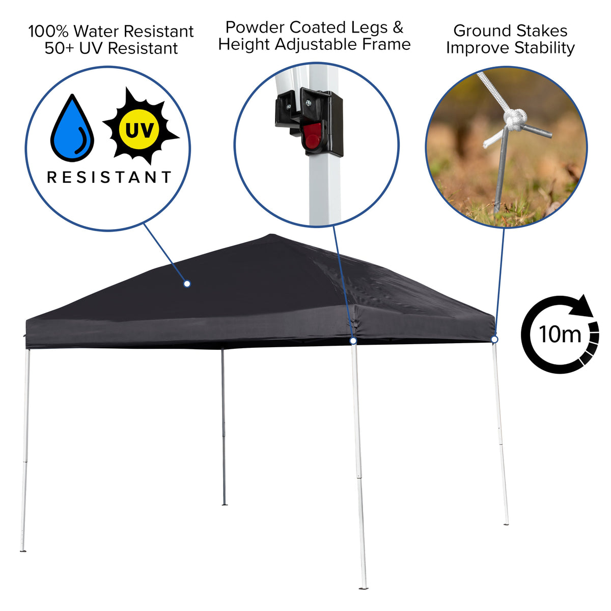 Black |#| 10'x10' Black Weather Resistant Easy Up Event Straight Leg Instant Canopy Tent
