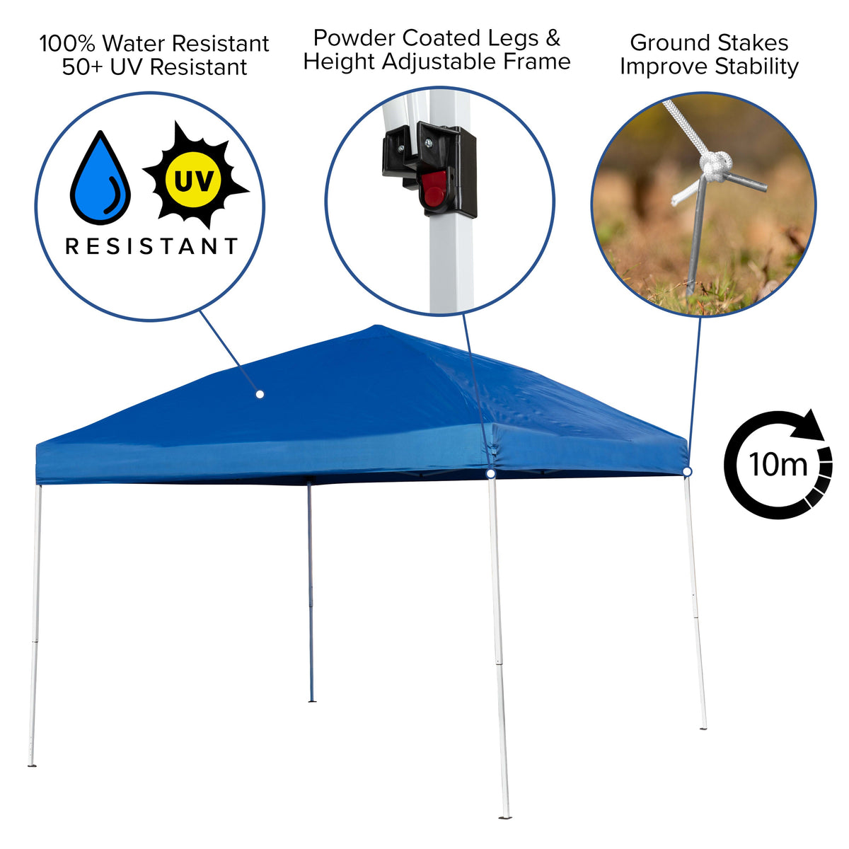 Blue |#| 10'x10' Blue Weather Resistant Easy Up Event Straight Leg Instant Canopy Tent