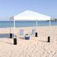 White |#| 10'x10' White Pop Up Straight Leg Canopy Tent With Sandbags and Wheeled Case