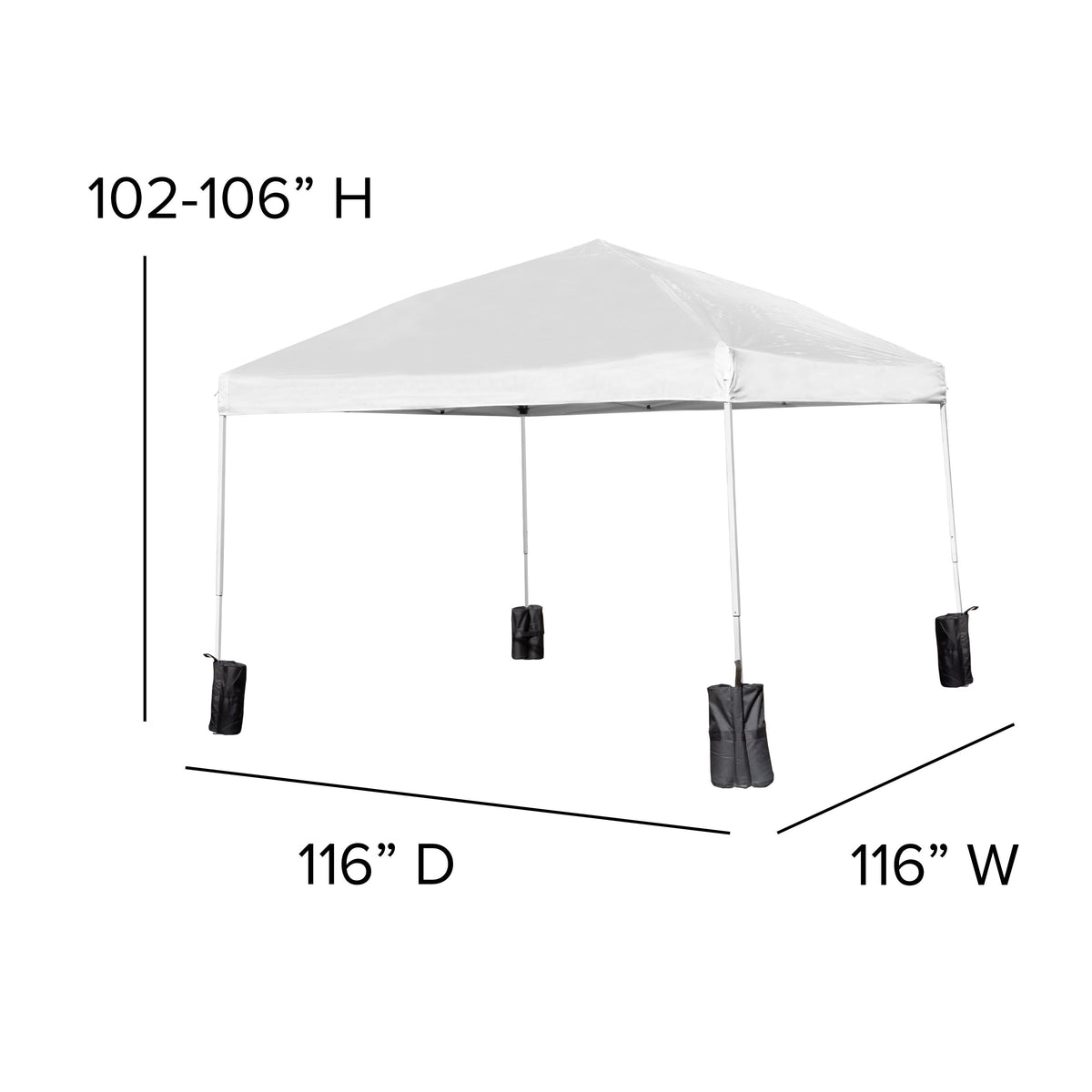 White |#| 10'x10' White Pop Up Straight Leg Canopy Tent With Sandbags and Wheeled Case