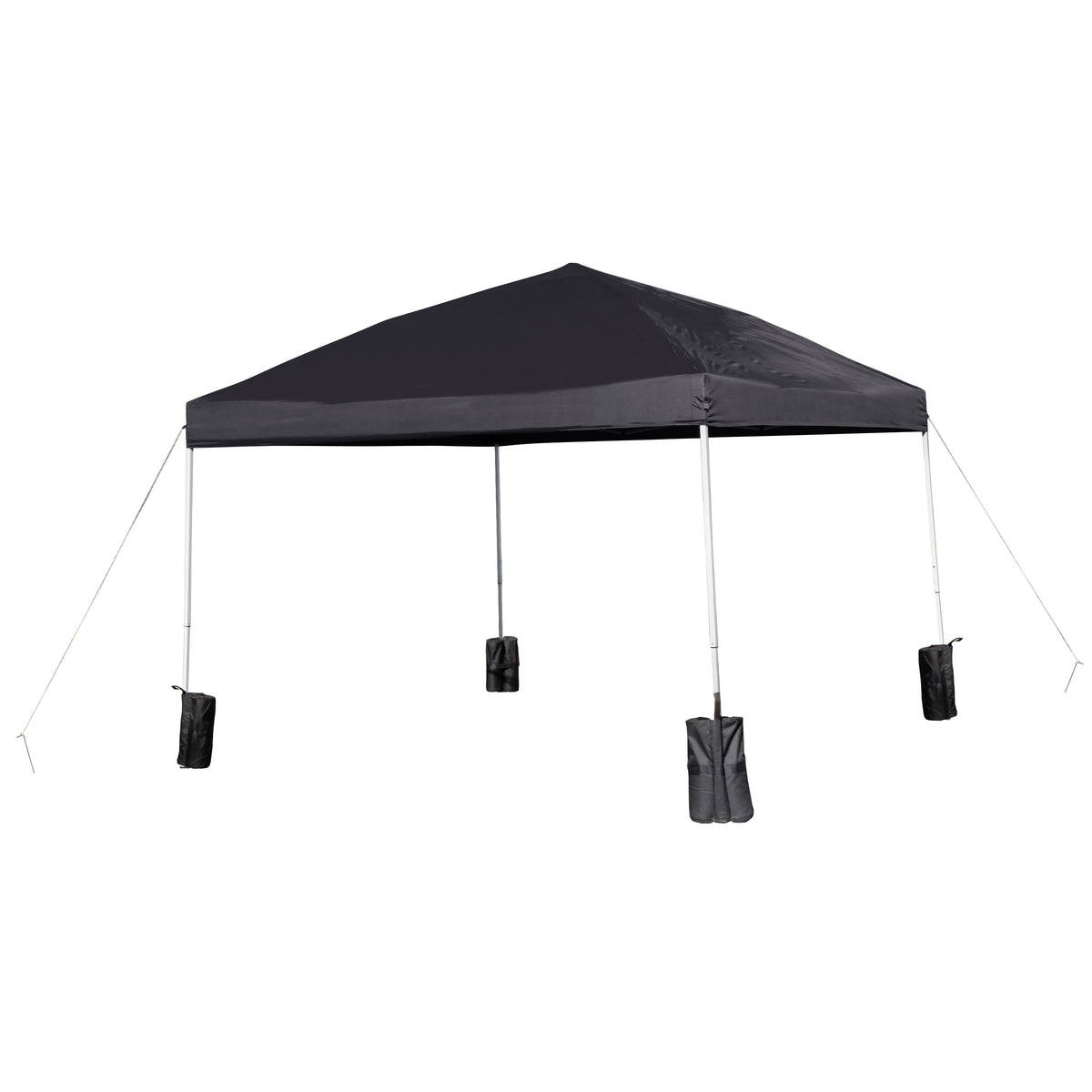 Black |#| 10'x10' Black Pop Up Straight Leg Canopy Tent With Sandbags and Wheeled Case