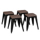 Black |#| Set of 4 Black 18inch Table Height Indoor Stackable Metal Stool with Wood Seat