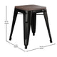 Black |#| Set of 4 Black 18inch Table Height Indoor Stackable Metal Stool with Wood Seat