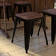 Black |#| Set of 4 Black 18inch Table Height Indoor Stackable Metal Stool with Wood Seat