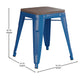 Royal Blue |#| Set of 4 Royal Blue 18inch Table Height Indoor Stackable Metal Stool with Wood Seat