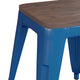 Royal Blue |#| Set of 4 Royal Blue 18inch Table Height Indoor Stackable Metal Stool with Wood Seat