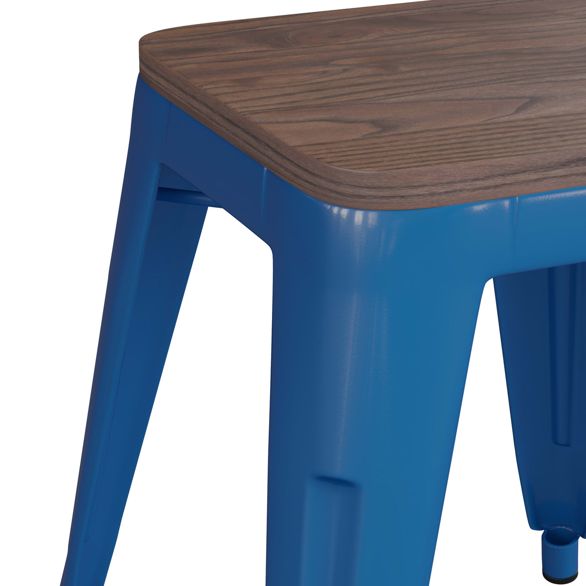 Royal Blue |#| Set of 4 Royal Blue 18inch Table Height Indoor Stackable Metal Stool with Wood Seat