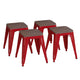 Red |#| Set of 4 Red 18inch Table Height Indoor Stackable Metal Stool with Wood Seat