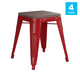 Red |#| Set of 4 Red 18inch Table Height Indoor Stackable Metal Stool with Wood Seat