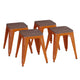 Orange |#| Set of 4 Orange 18inch Table Height Indoor Stackable Metal Stool with Wood Seat