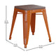 Orange |#| Set of 4 Orange 18inch Table Height Indoor Stackable Metal Stool with Wood Seat