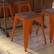 Orange |#| Set of 4 Orange 18inch Table Height Indoor Stackable Metal Stool with Wood Seat