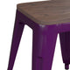 Purple |#| Set of 4 Purple 18inch Table Height Indoor Stackable Metal Stool with Wood Seat