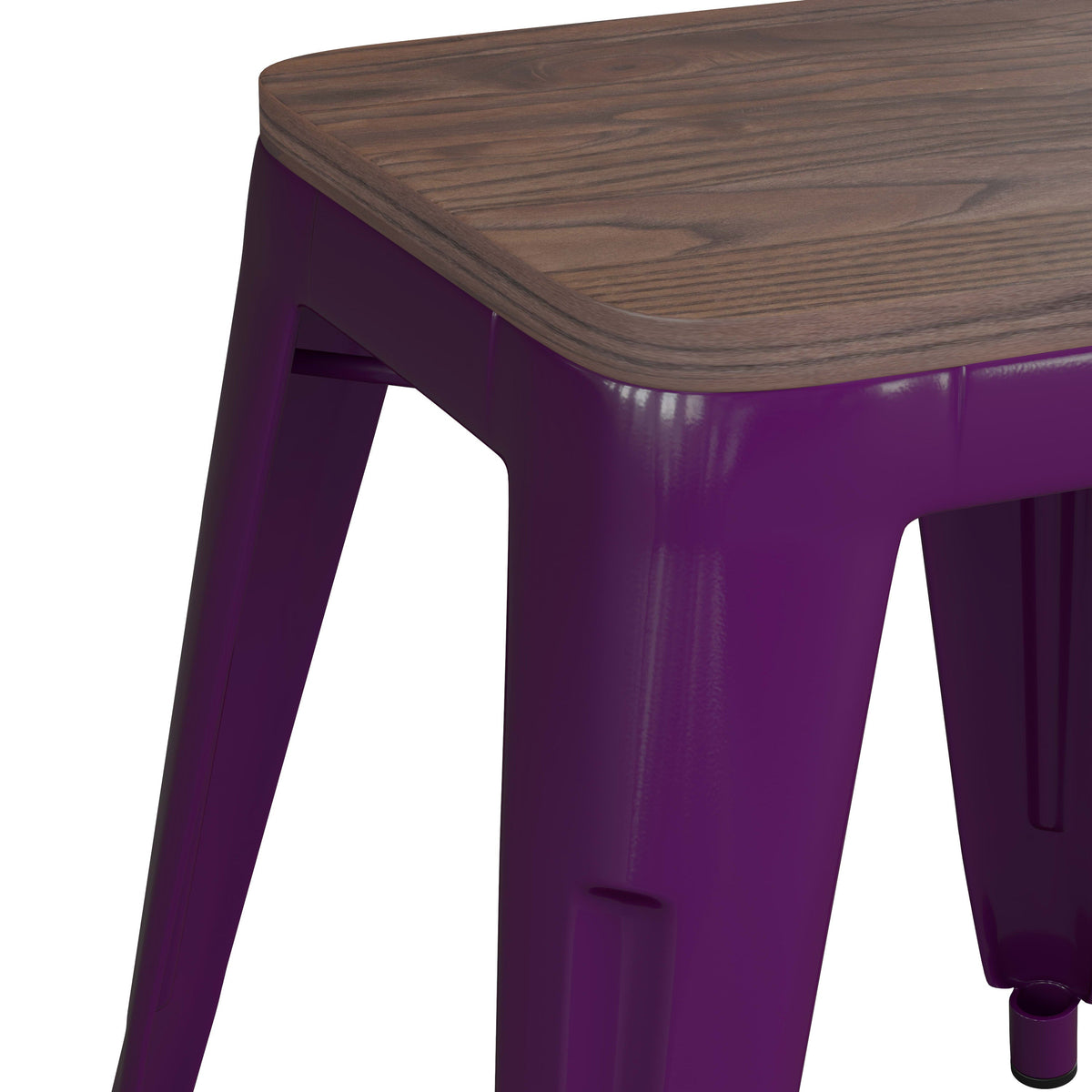 Purple |#| Set of 4 Purple 18inch Table Height Indoor Stackable Metal Stool with Wood Seat