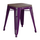 Purple |#| Set of 4 Purple 18inch Table Height Indoor Stackable Metal Stool with Wood Seat