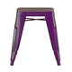 Purple |#| Set of 4 Purple 18inch Table Height Indoor Stackable Metal Stool with Wood Seat