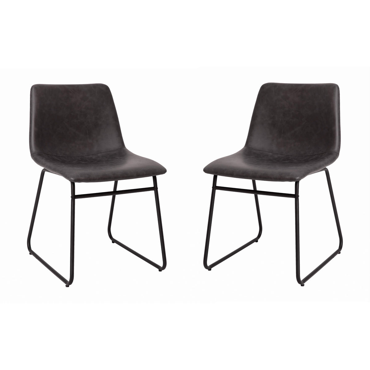 Gray LeatherSoft/Black Frame |#| 18 Inch Indoor Dining Table Chairs, Dark Gray LeatherSoft/Black Frame-Set of 2