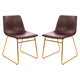 Dark Brown LeatherSoft/Gold Frame |#| 18 Inch Indoor Dining Table Chairs, Dark Brown LeatherSoft/Gold Frame-Set of 2