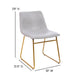 Light Gray LeatherSoft/Gold Frame |#| 18 Inch Indoor Dining Table Chairs, Light Gray LeatherSoft/Gold Frame-Set of 2