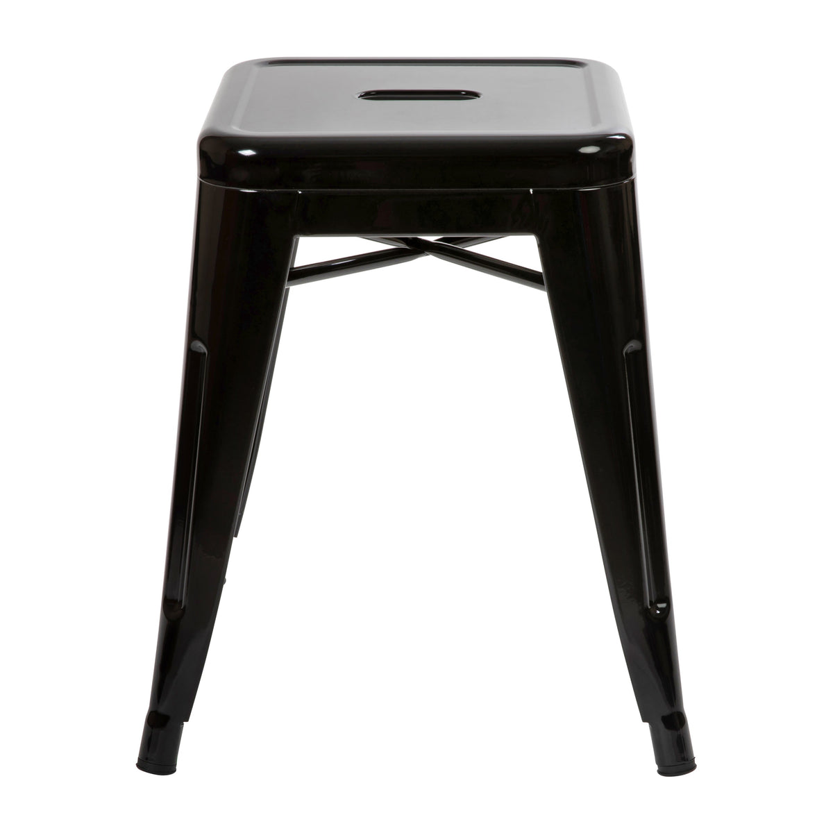 Black |#| 18 Inch Table Height Indoor Stackable Metal Dining Stool in Black-Set of 4