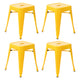 Yellow |#| 18 Inch Table Height Indoor Stackable Metal Dining Stool in Yellow-Set of 4