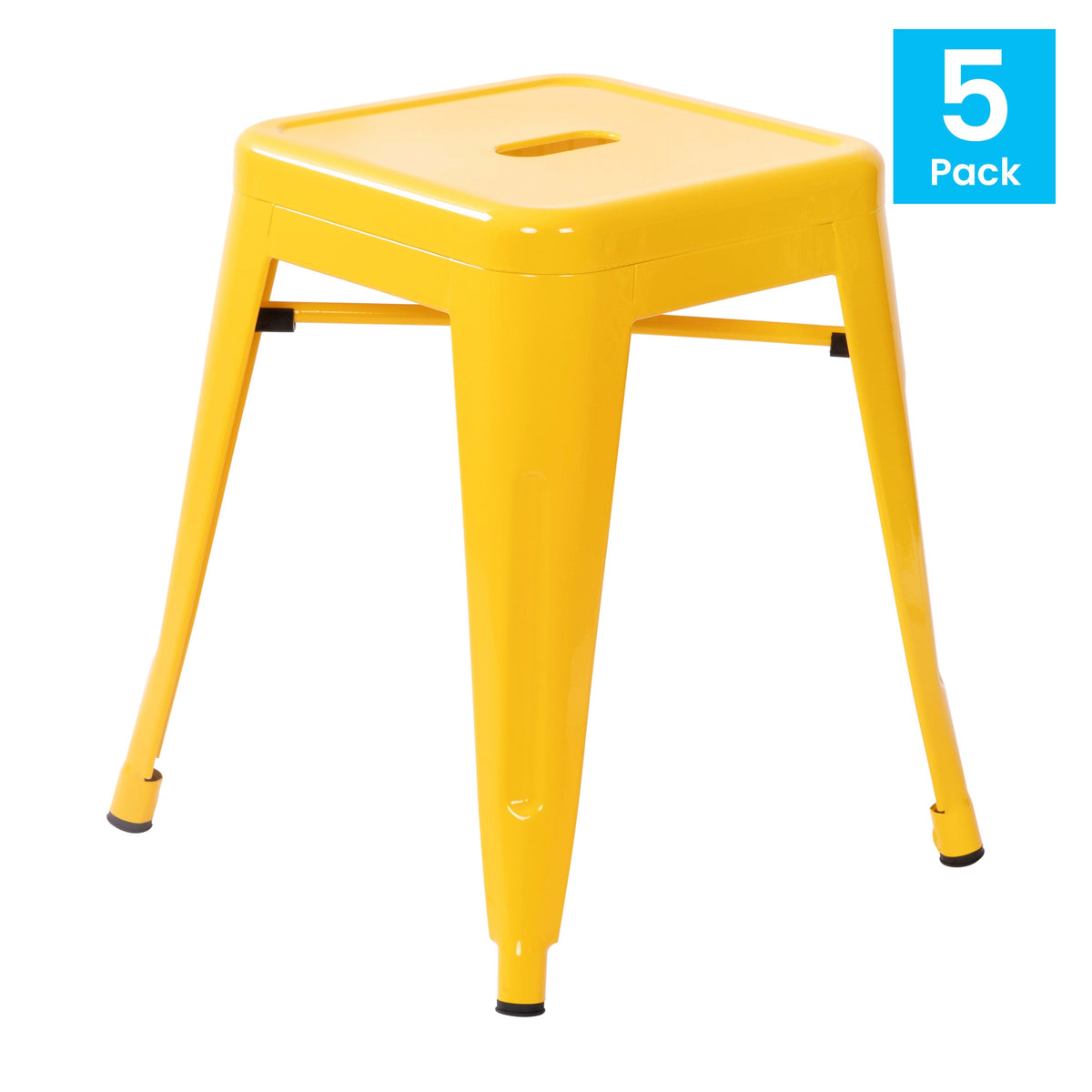 Yellow |#| 18 Inch Table Height Indoor Stackable Metal Dining Stool in Yellow-Set of 4