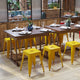 Yellow |#| 18 Inch Table Height Indoor Stackable Metal Dining Stool in Yellow-Set of 4