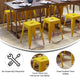 Yellow |#| 18 Inch Table Height Indoor Stackable Metal Dining Stool in Yellow-Set of 4