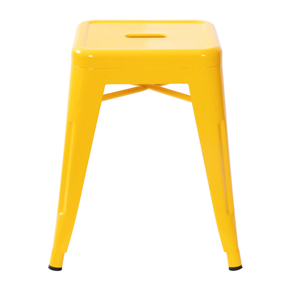 Yellow |#| 18 Inch Table Height Indoor Stackable Metal Dining Stool in Yellow-Set of 4