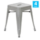 Silver |#| 18 Inch Table Height Indoor Stackable Metal Dining Stool in Silver-Set of 4