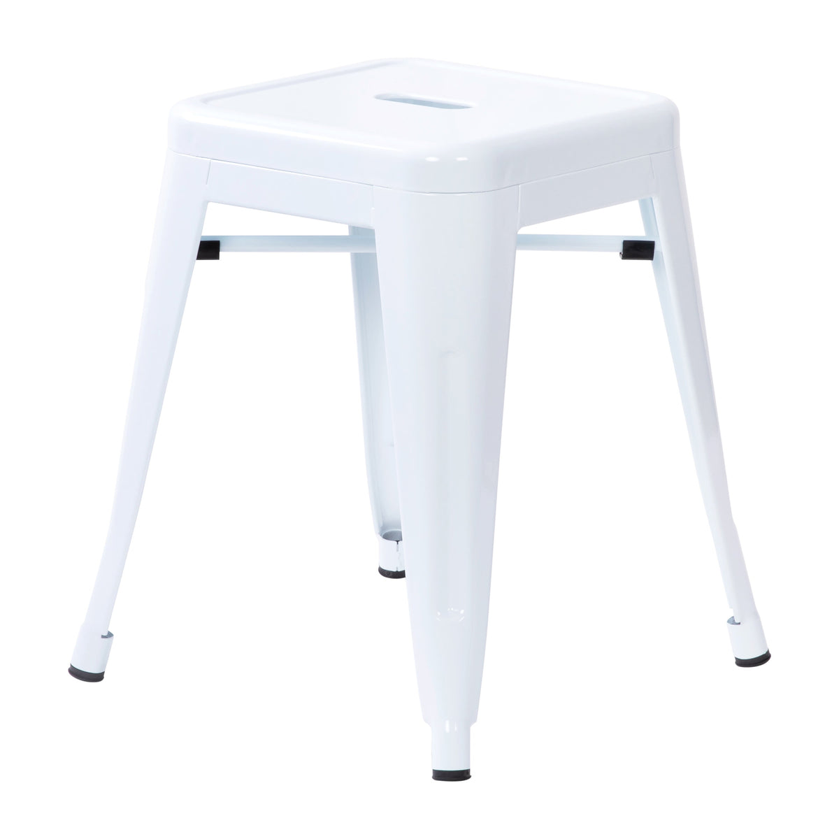 White |#| 18 Inch Table Height Indoor Stackable Metal Dining Stool in White-Set of 4