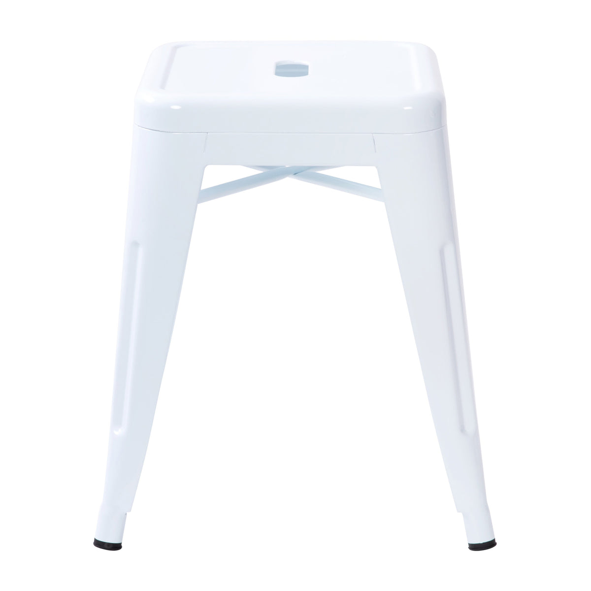 White |#| 18 Inch Table Height Indoor Stackable Metal Dining Stool in White-Set of 4