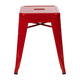 Red |#| 18 Inch Table Height Indoor Stackable Metal Dining Stool in Red-Set of 4