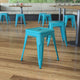 Teal |#| 18 Inch Table Height Indoor Stackable Metal Dining Stool in Teal-Set of 4