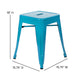 Teal |#| 18 Inch Table Height Indoor Stackable Metal Dining Stool in Teal-Set of 4