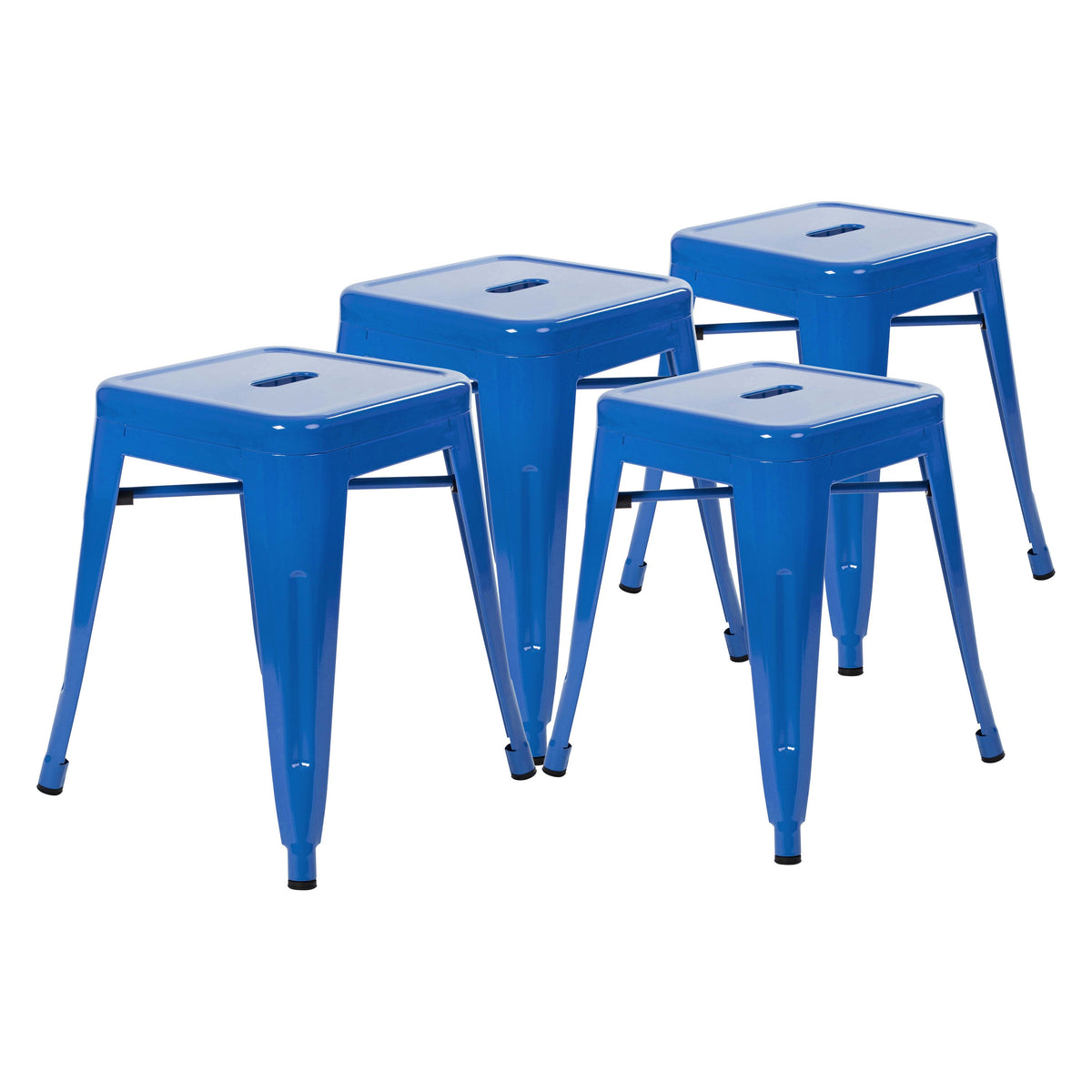 Royal Blue |#| 18 Inch Table Height Indoor Stackable Metal Dining Stool in Royal Blue-Set of 4